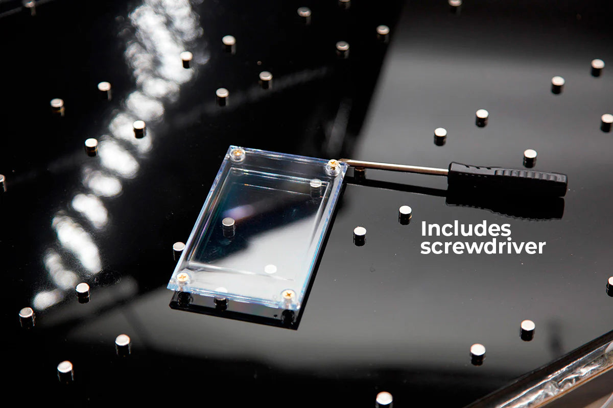 Smart Trading Card Display - Magnetic Display Frame 18 Sports Card Holders Color Box 8 x 5MM Magnets 1 pc Screwdriver 2 Screws & 2 Anchors