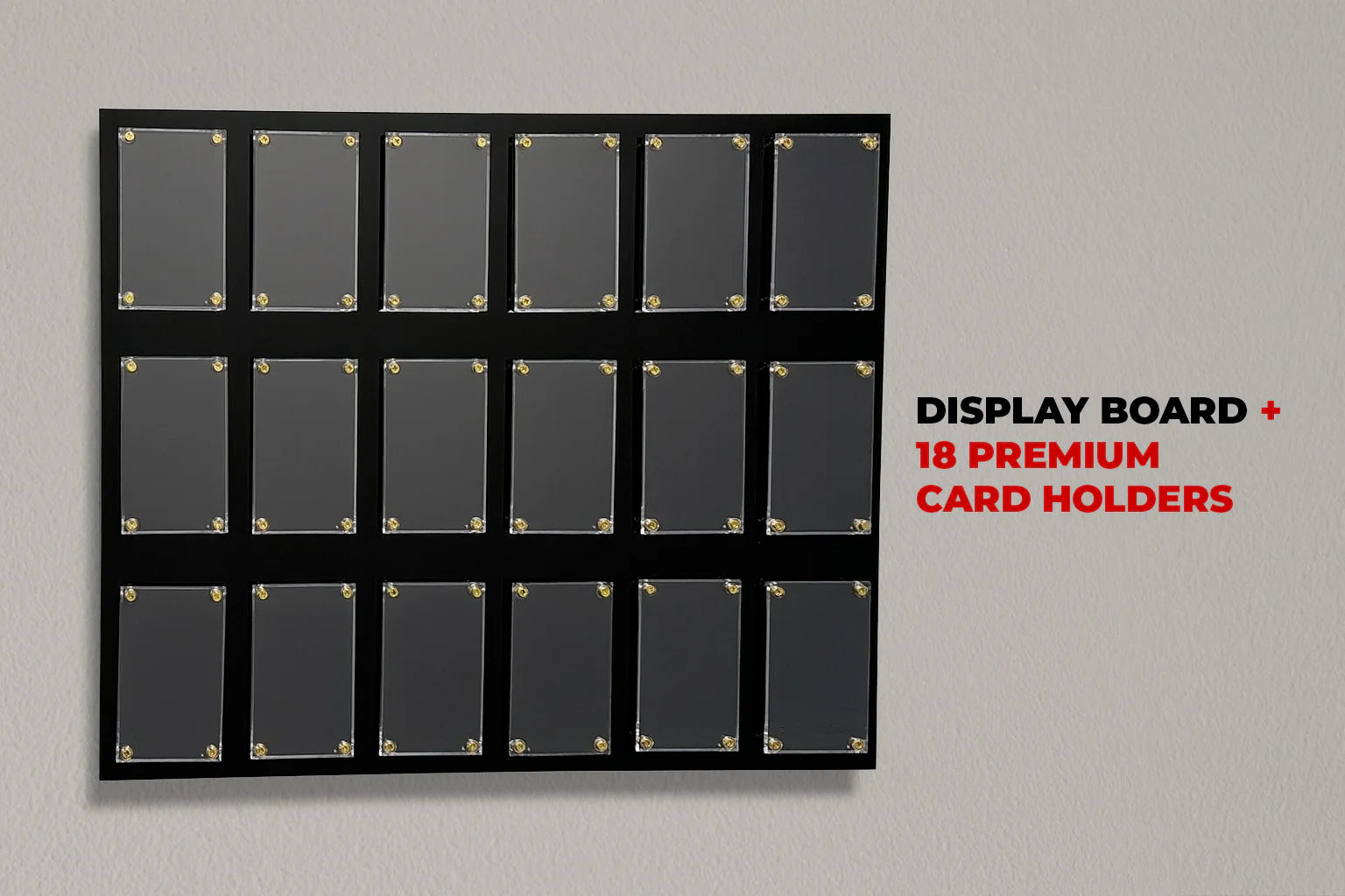 Smart Trading Card Display - Magnetic Display Frame 18 Sports Card Holders Color Box 8 x 5MM Magnets 1 pc Screwdriver 2 Screws & 2 Anchors